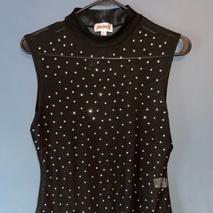 Black SHEER rhinestone bodysuit